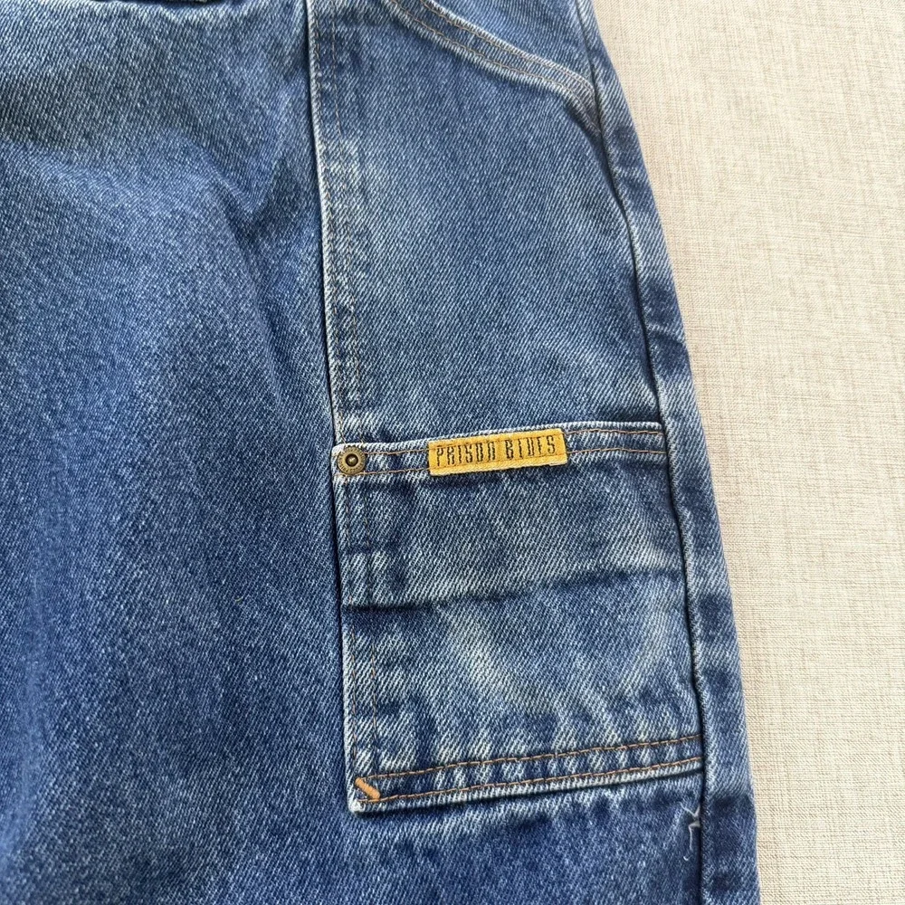 Vintage Prison Blues Denim Jeans Mens 36x31 Carpenter Workwear Made In USA
